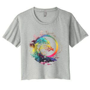 Bonsai Enso Zen Circle Tree Of Life Japanese Spirituality Gift Women's Crop Top Tee