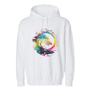 Bonsai Enso Zen Circle Tree Of Life Japanese Spirituality Gift Garment-Dyed Fleece Hoodie