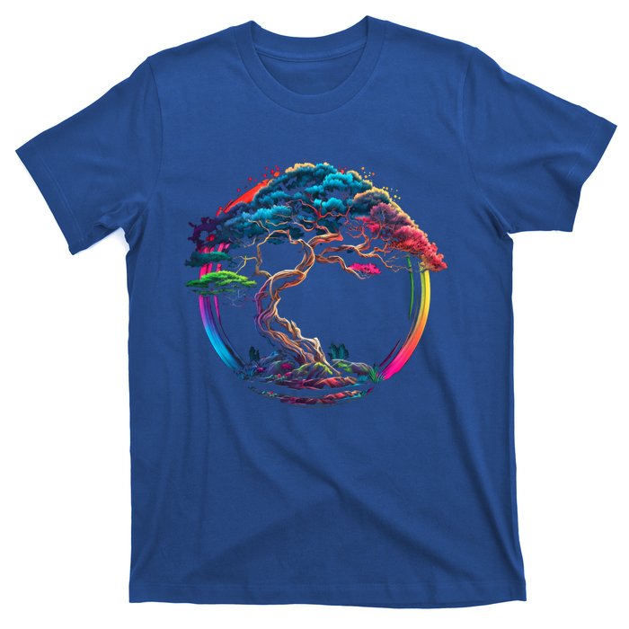 Bonsai Enso Zen Circle Tree Japan Spirituality Rainbow Gift T-Shirt