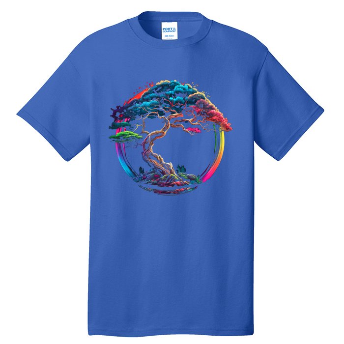 Bonsai Enso Zen Circle Tree Japan Spirituality Rainbow Gift Tall T-Shirt