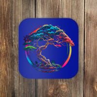 Bonsai Enso Zen Circle Tree Japan Spirituality Rainbow Gift Coaster