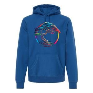 Bonsai Enso Zen Circle Tree Japan Spirituality Rainbow Gift Premium Hoodie