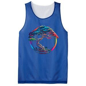 Bonsai Enso Zen Circle Tree Japan Spirituality Rainbow Gift Mesh Reversible Basketball Jersey Tank