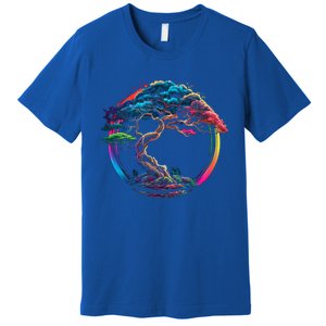 Bonsai Enso Zen Circle Tree Japan Spirituality Rainbow Gift Premium T-Shirt