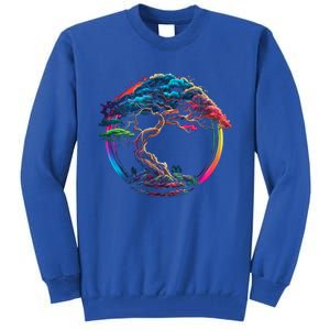 Bonsai Enso Zen Circle Tree Japan Spirituality Rainbow Gift Tall Sweatshirt