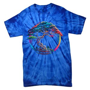 Bonsai Enso Zen Circle Tree Japan Spirituality Rainbow Gift Tie-Dye T-Shirt