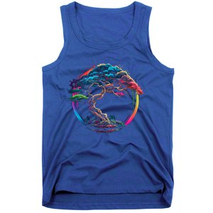 Bonsai Enso Zen Circle Tree Japan Spirituality Rainbow Gift Tank Top