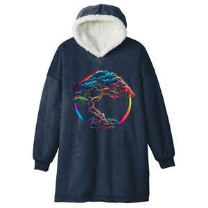 Bonsai Enso Zen Circle Tree Japan Spirituality Rainbow Gift Hooded Wearable Blanket