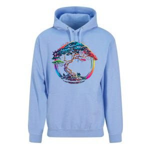 Bonsai Enso Zen Circle Tree Japan Spirituality Rainbow Gift Unisex Surf Hoodie