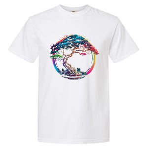 Bonsai Enso Zen Circle Tree Japan Spirituality Rainbow Gift Garment-Dyed Heavyweight T-Shirt