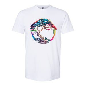 Bonsai Enso Zen Circle Tree Japan Spirituality Rainbow Gift Softstyle CVC T-Shirt