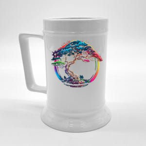 Bonsai Enso Zen Circle Tree Japan Spirituality Rainbow Gift Beer Stein