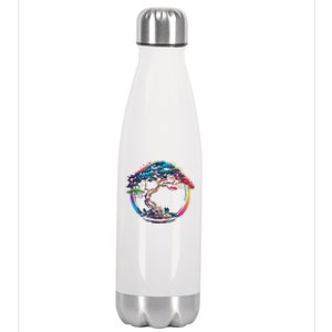 Bonsai Enso Zen Circle Tree Japan Spirituality Rainbow Gift Stainless Steel Insulated Water Bottle