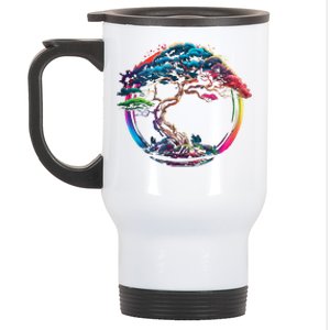 Bonsai Enso Zen Circle Tree Japan Spirituality Rainbow Gift Stainless Steel Travel Mug