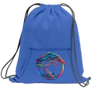 Bonsai Enso Zen Circle Tree Japan Spirituality Rainbow Gift Sweatshirt Cinch Pack Bag