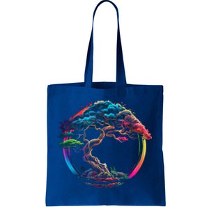 Bonsai Enso Zen Circle Tree Japan Spirituality Rainbow Gift Tote Bag