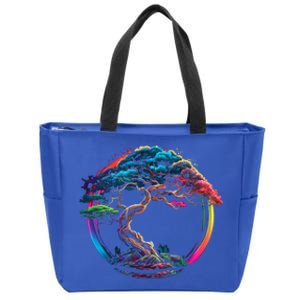 Bonsai Enso Zen Circle Tree Japan Spirituality Rainbow Gift Zip Tote Bag