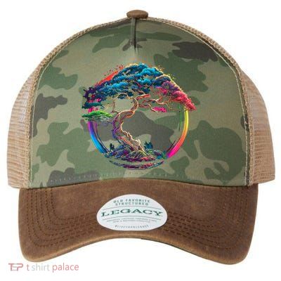 Bonsai Enso Zen Circle Tree Japan Spirituality Rainbow Gift Legacy Tie Dye Trucker Hat