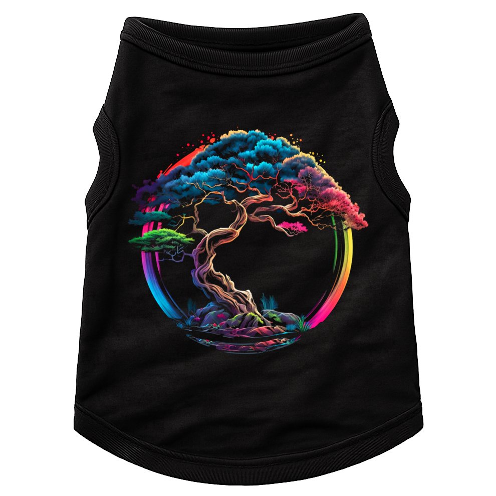 Bonsai Enso Zen Circle Tree Japan Spirituality Rainbow Gift Doggie Tank