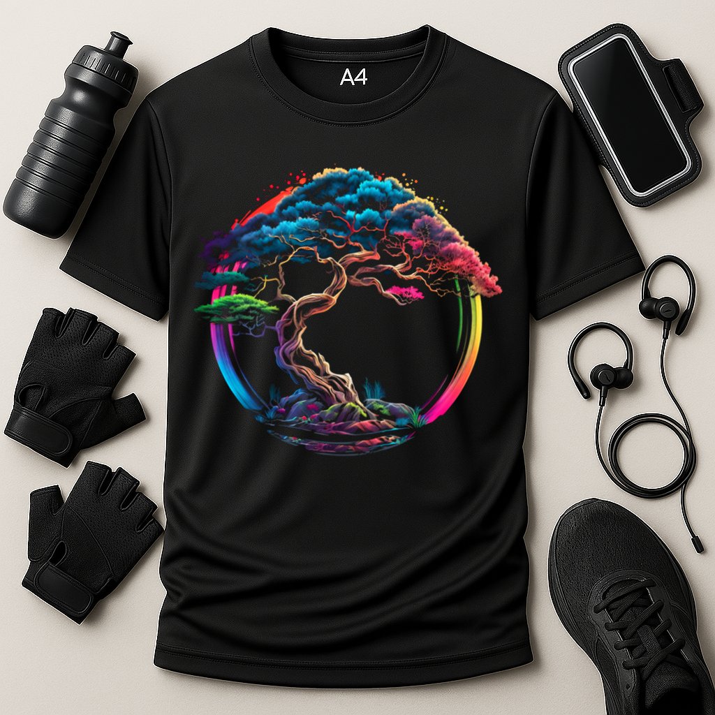 Bonsai Enso Zen Circle Tree Japan Spirituality Rainbow Gift Cooling Performance Crew T-Shirt
