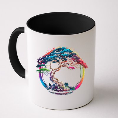Bonsai Enso Zen Circle Tree Japan Spirituality Rainbow Gift Mug