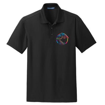 Bonsai Enso Zen Circle Tree Japan Spirituality Rainbow Gift Dry Zone Grid Polo