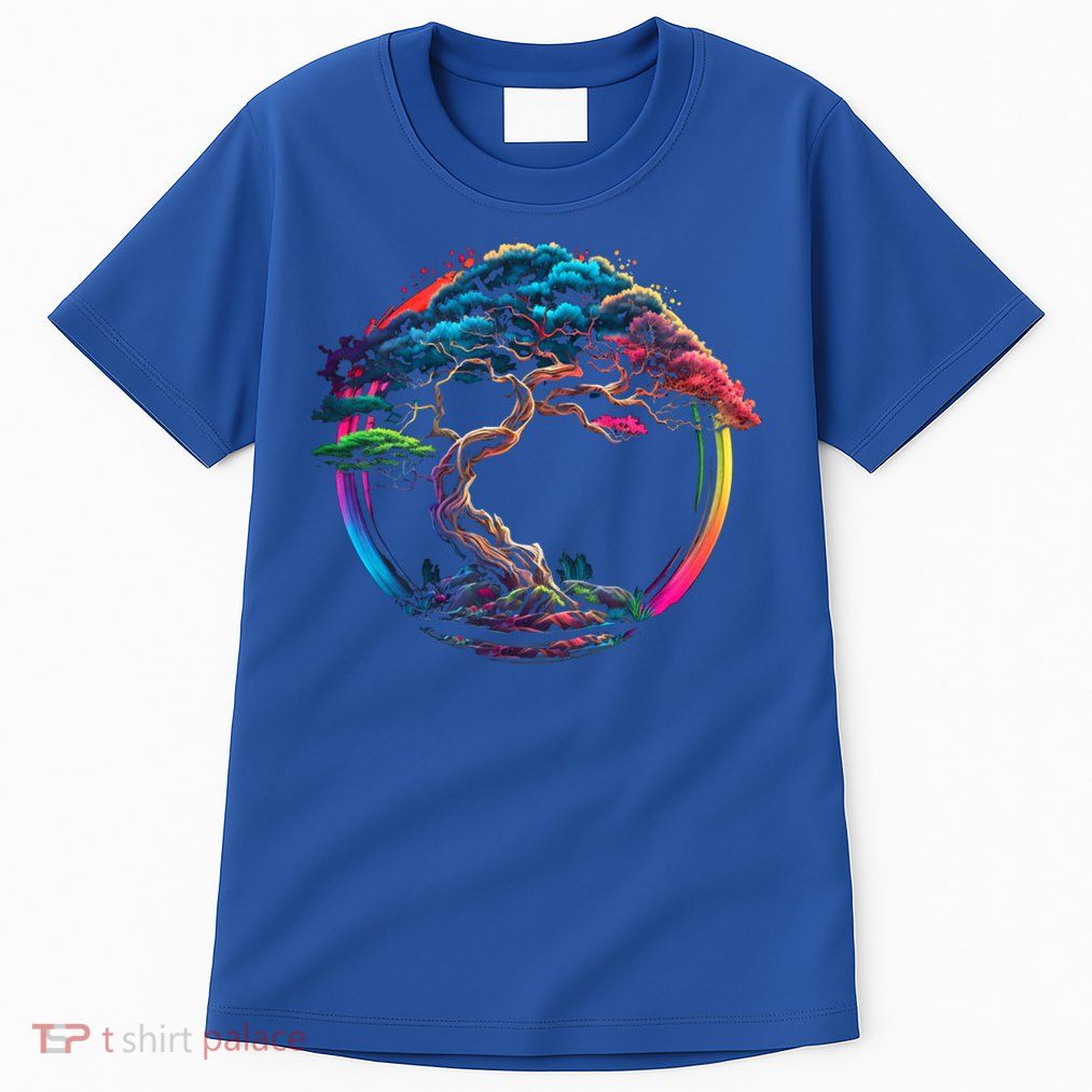 Bonsai Enso Zen Circle Tree Japan Spirituality Rainbow Gift Tall T-Shirt