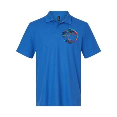 Bonsai Enso Zen Circle Tree Japan Spirituality Rainbow Gift Softstyle Adult Sport Polo