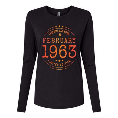 Birthday February 1963 Year Limited Edition Used Legends Womens Cotton Relaxed Long Sleeve T-Shirt