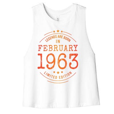 Birthday February 1963 Year Limited Edition Used Legends Women's Racerback Cropped Tank