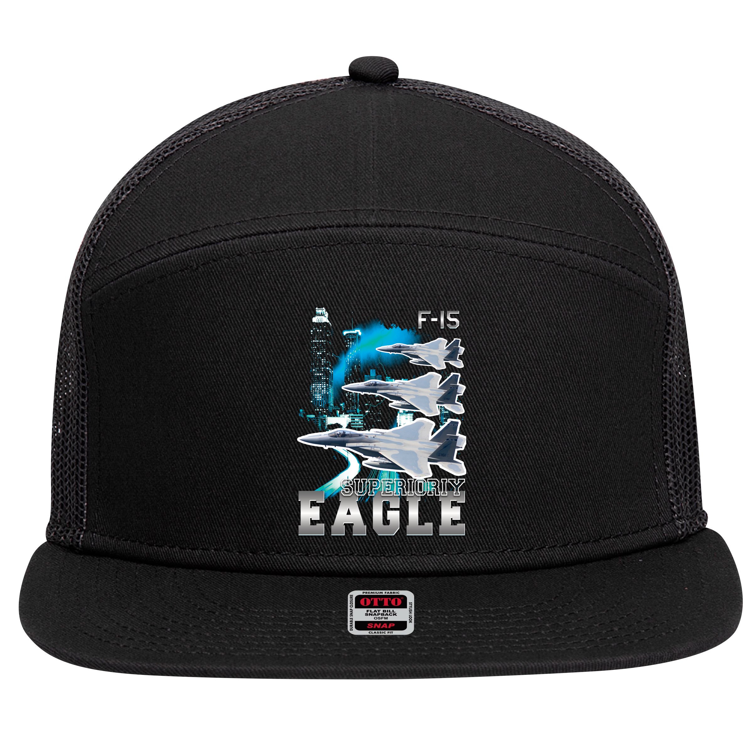 Bootleg F 15 Eagle USAF 7 Panel Mesh Trucker Snapback Hat
