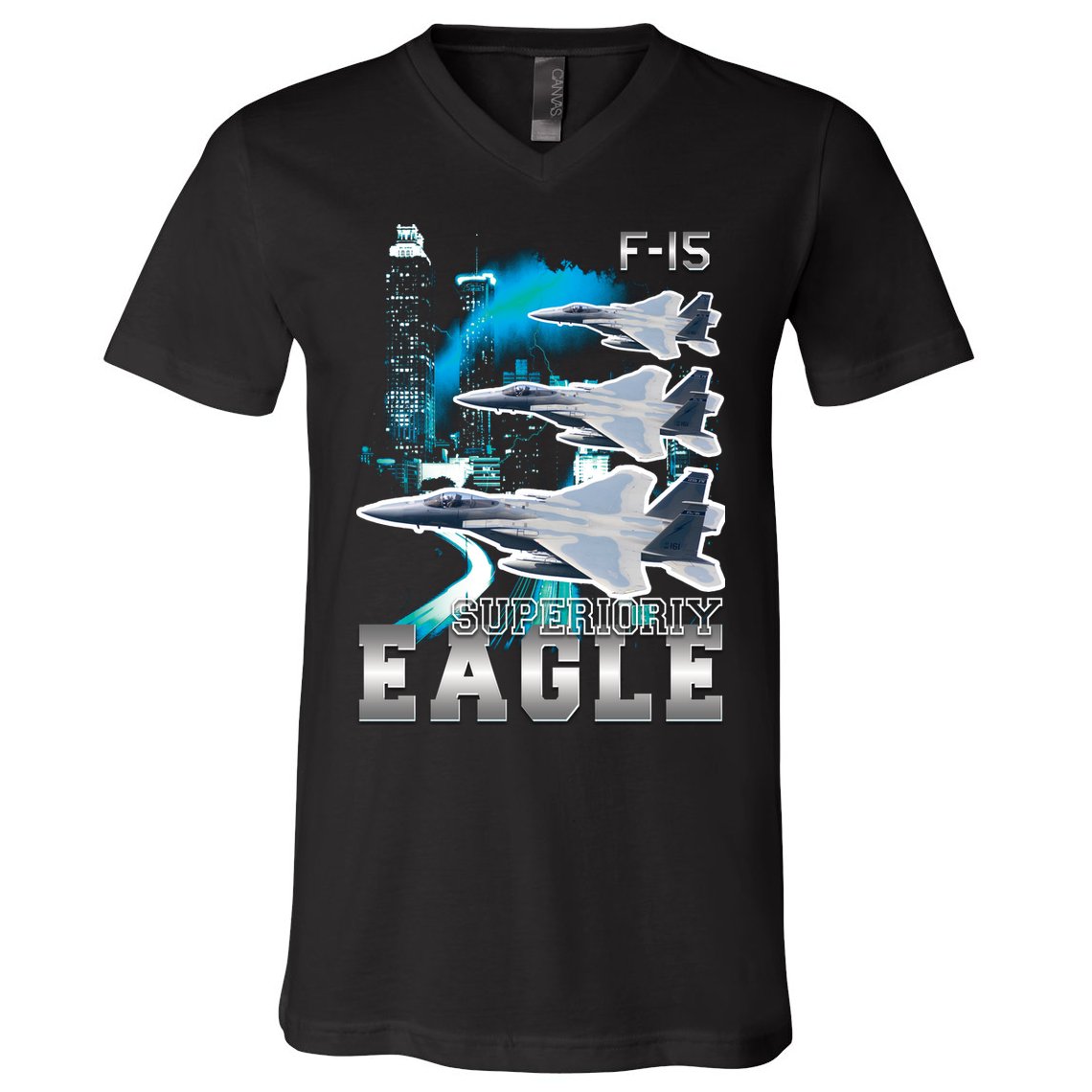 Bootleg F 15 Eagle USAF V-Neck T-Shirt