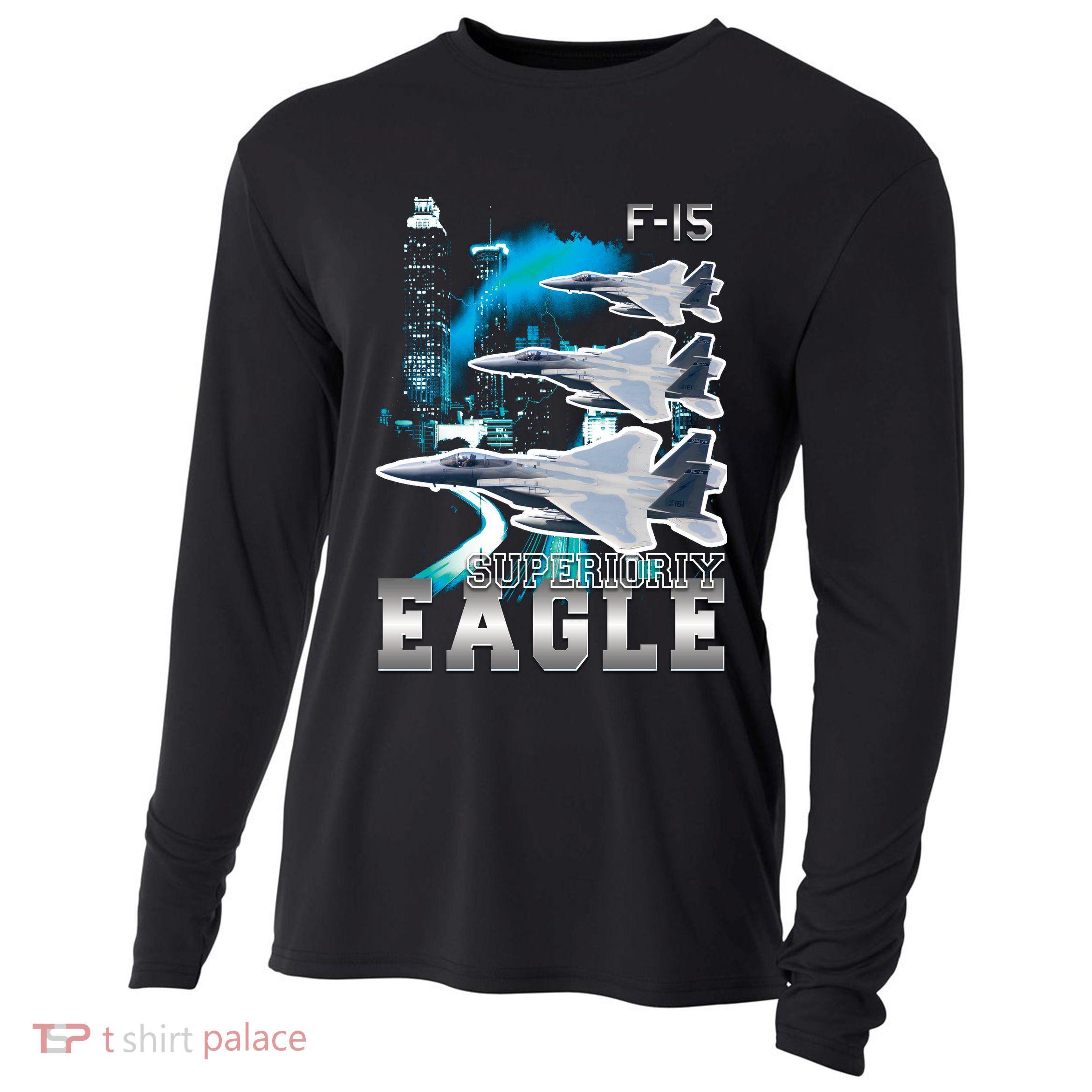 Bootleg F 15 Eagle USAF Cooling Performance Long Sleeve Crew