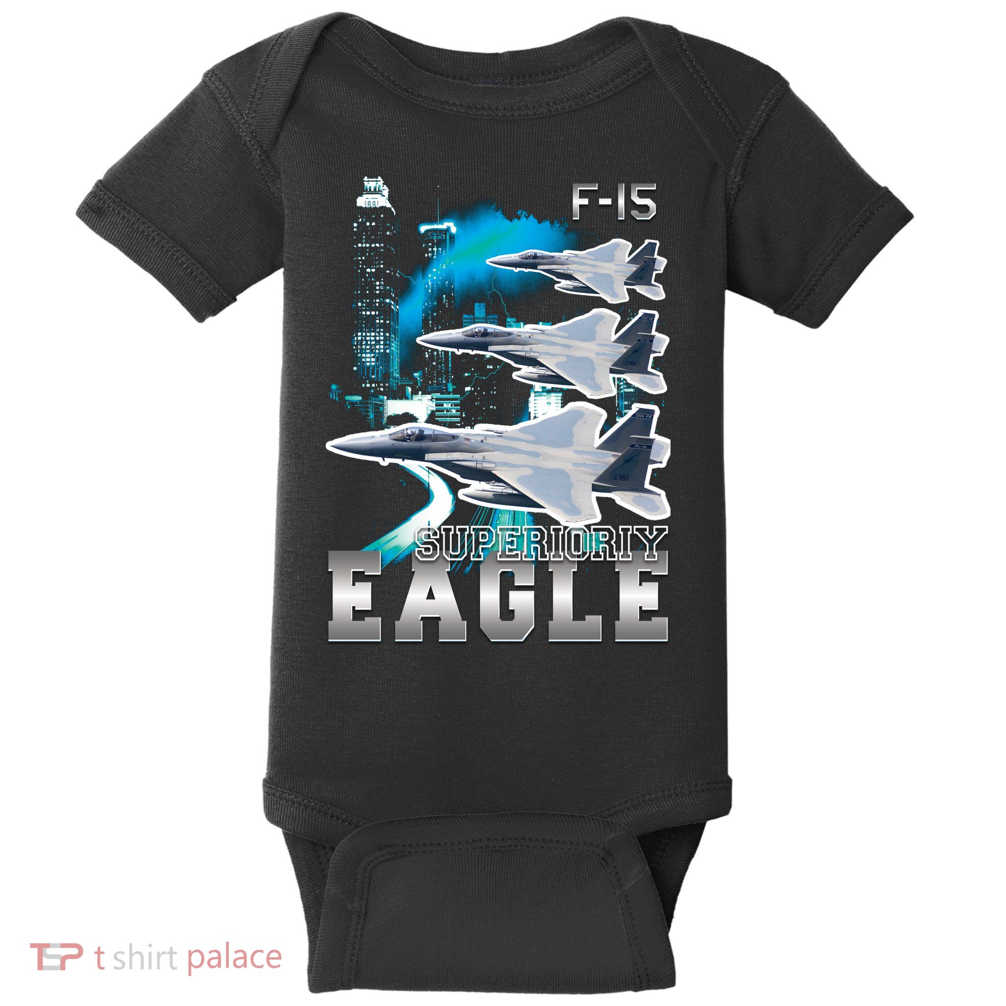 Bootleg F 15 Eagle USAF Baby Bodysuit