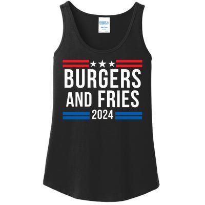 Burgers & Fries 2024 Foodie Political Election Funny Burger Lover Food Lover Ladies Essential Tank