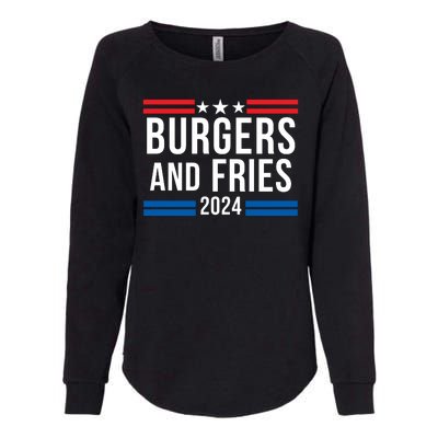 Burgers & Fries 2024 Foodie Political Election Funny Burger Lover Food Lover Womens California Wash Sweatshirt