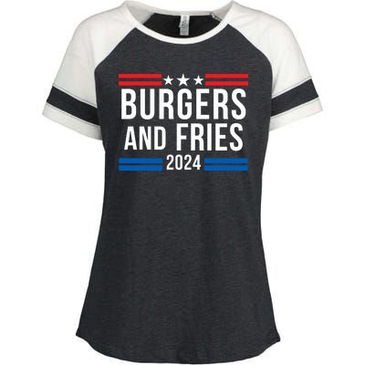 Burgers & Fries 2024 Foodie Political Election Funny Burger Lover Food Lover Enza Ladies Jersey Colorblock Tee