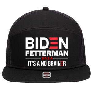 Biden Fetterman 2024 It's A No Brainer 24 Election USA 7 Panel Mesh Trucker Snapback Hat