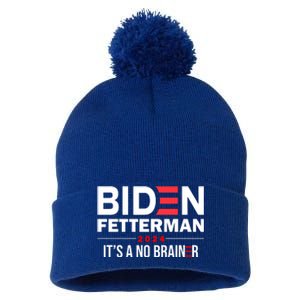 Biden Fetterman 2024 It's A No Brainer 24 Election USA Pom Pom 12in Knit Beanie