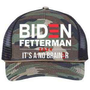 Biden Fetterman 2024 It's A No Brainer 24 Election USA Retro Rope Trucker Hat Cap