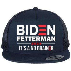 Biden Fetterman 2024 It's A No Brainer 24 Election USA Flat Bill Trucker Hat