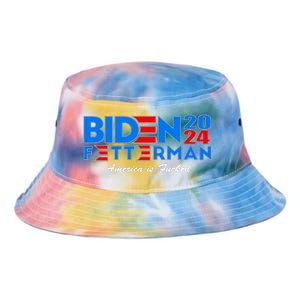 Biden Fetterman 2024 America Is Fucked Funny Tie Dye Newport Bucket Hat