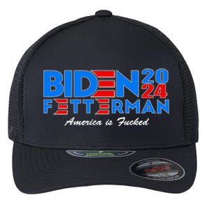 Biden Fetterman 2024 America Is Fucked Funny Flexfit Unipanel Trucker Cap