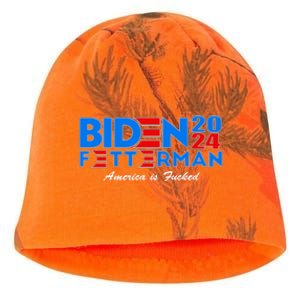 Biden Fetterman 2024 America Is Fucked Funny Kati - Camo Knit Beanie