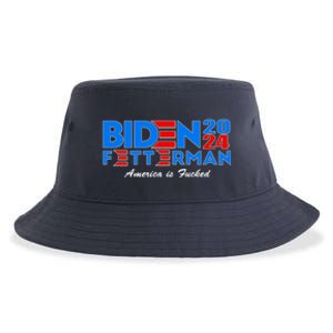 Biden Fetterman 2024 America Is Fucked Funny Sustainable Bucket Hat