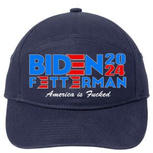 Biden Fetterman 2024 America Is Fucked Funny 7-Panel Snapback Hat