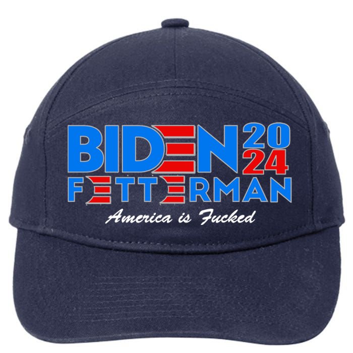 Biden Fetterman 2024 America Is Fucked Funny 7-Panel Snapback Hat