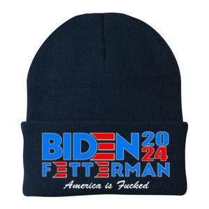 Biden Fetterman 2024 America Is Fucked Funny Knit Cap Winter Beanie