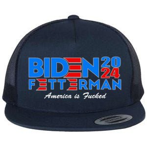 Biden Fetterman 2024 America Is Fucked Funny Flat Bill Trucker Hat