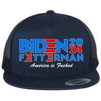 Biden Fetterman 2024 America Is Fucked Funny Flat Bill Trucker Hat